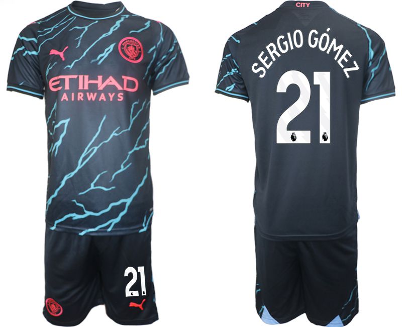 Men 2023-2024 Club Manchester City away blue #21 Soccer Jersey